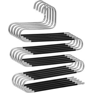 Non-Brand Black and Silver S-Shaped Multi-Purpose Closet Hangers - 6 Pack